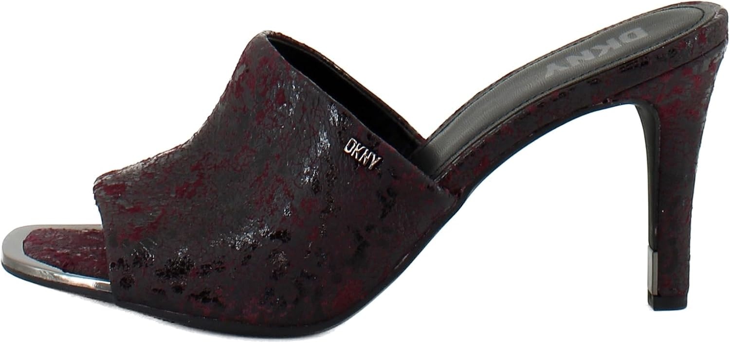 image:imageDKNY Womens Bronx Open Toe Mule HeelsBordeaux Print