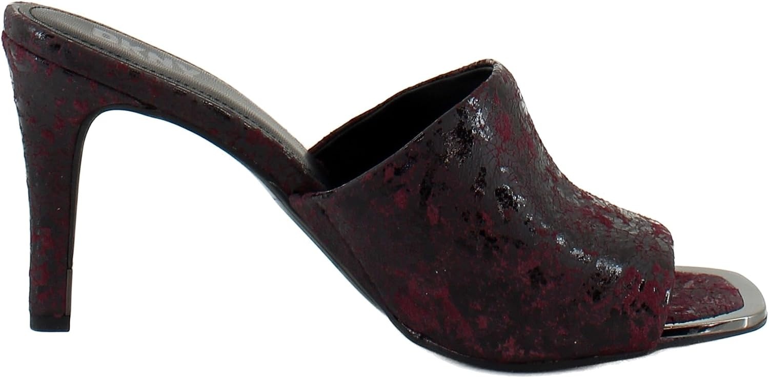 image:imageDKNY Womens Bronx Open Toe Mule HeelsBordeaux Print