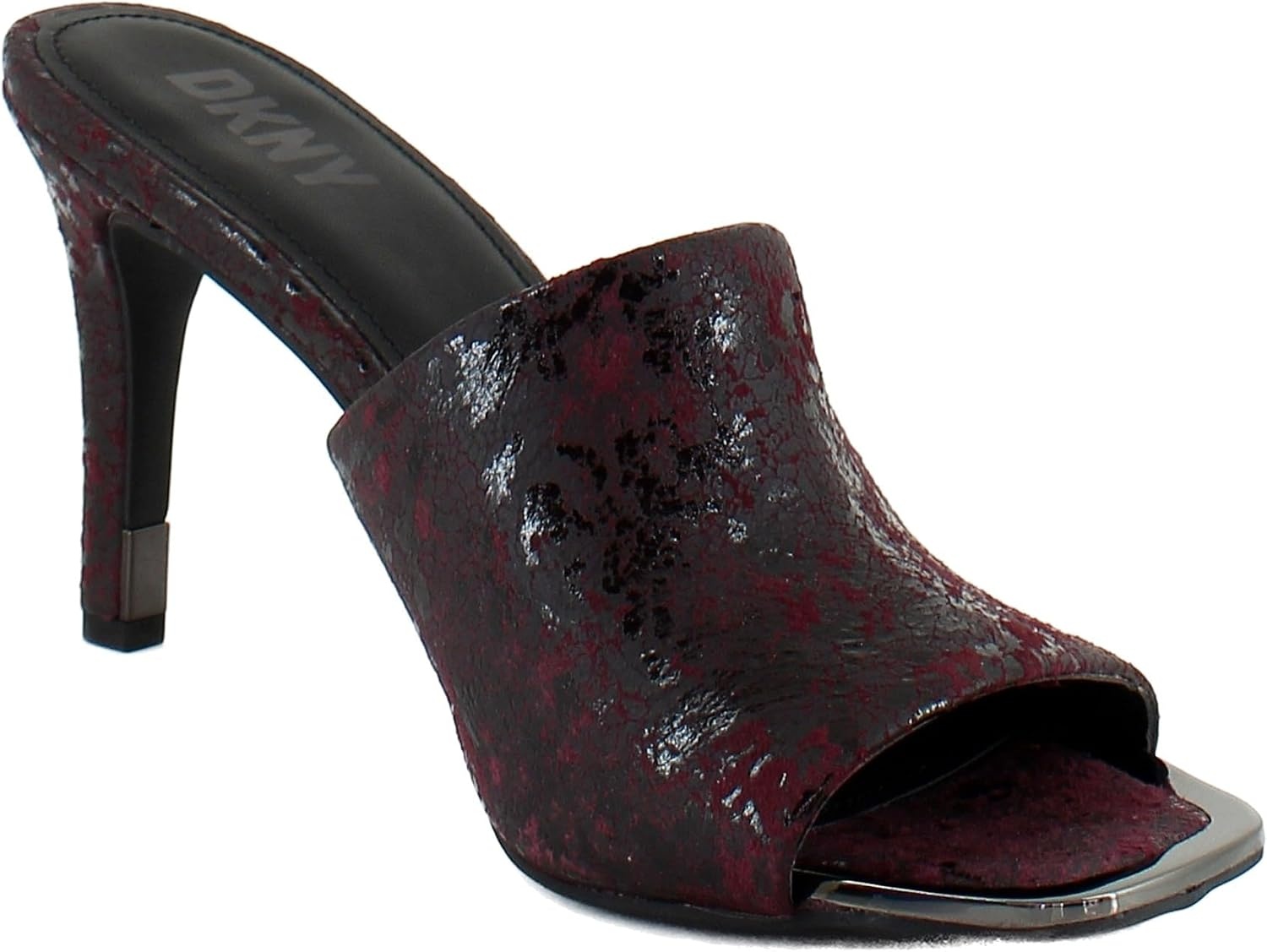 image:imageDKNY Womens Bronx Open Toe Mule HeelsBordeaux Print