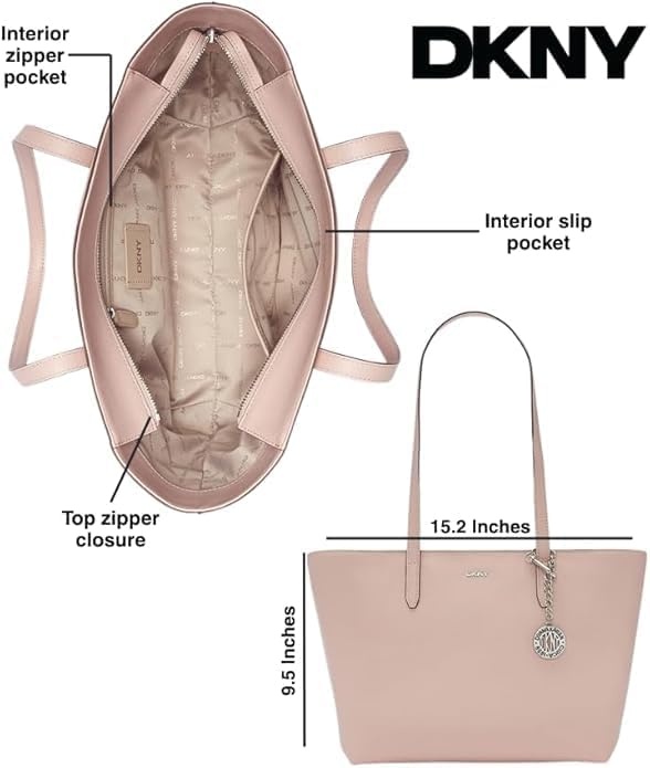 image:imageDKNY Womens Bryant Medium Leather Tote BagCashmereSilver