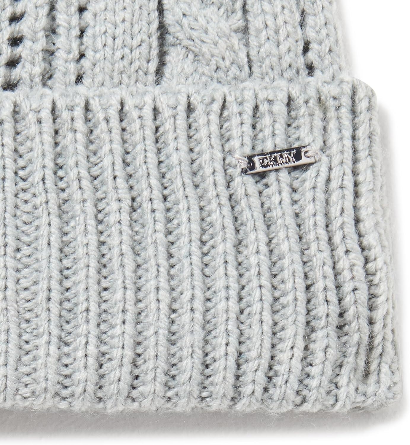 image:imageDKNY Womens Cable Knit Hat with Faux Fur PomStorm