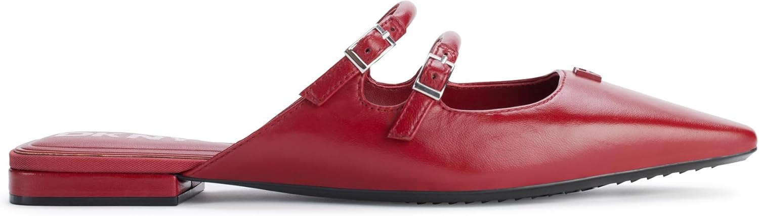 image:imageDKNY Womens Cahana Pointed Toe Flat Mule with Belt Strap DetailsRuby Red