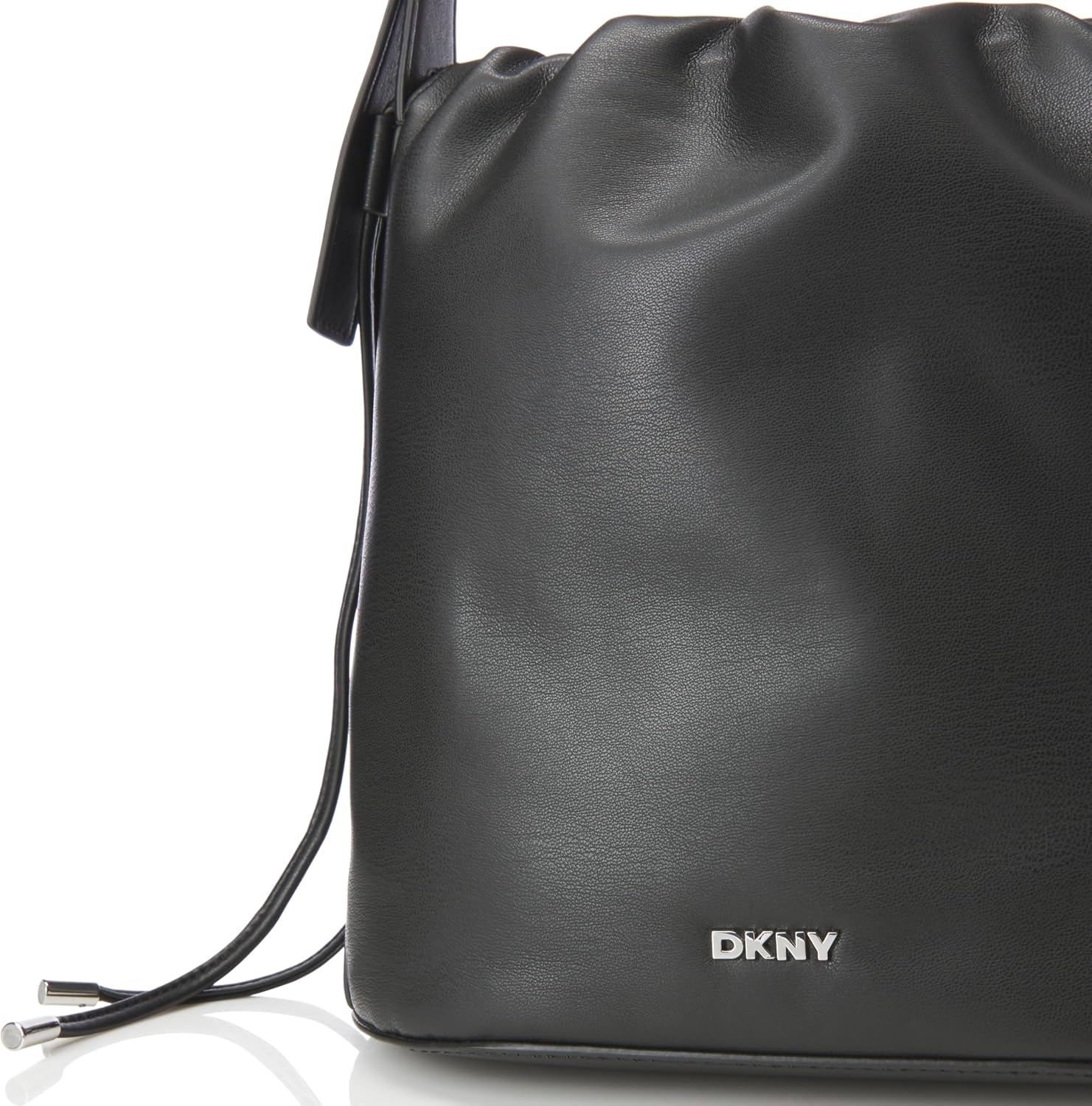image:imageDKNY Womens Channing Drawstring Bucket BagBlackSilver