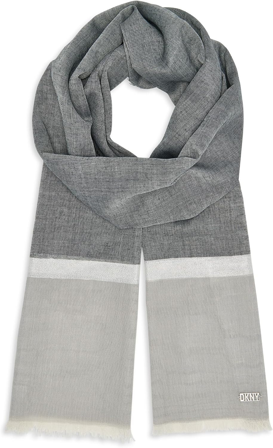 image:imageDKNY Womens Colorblock Metallic Wrap ScarfBlack