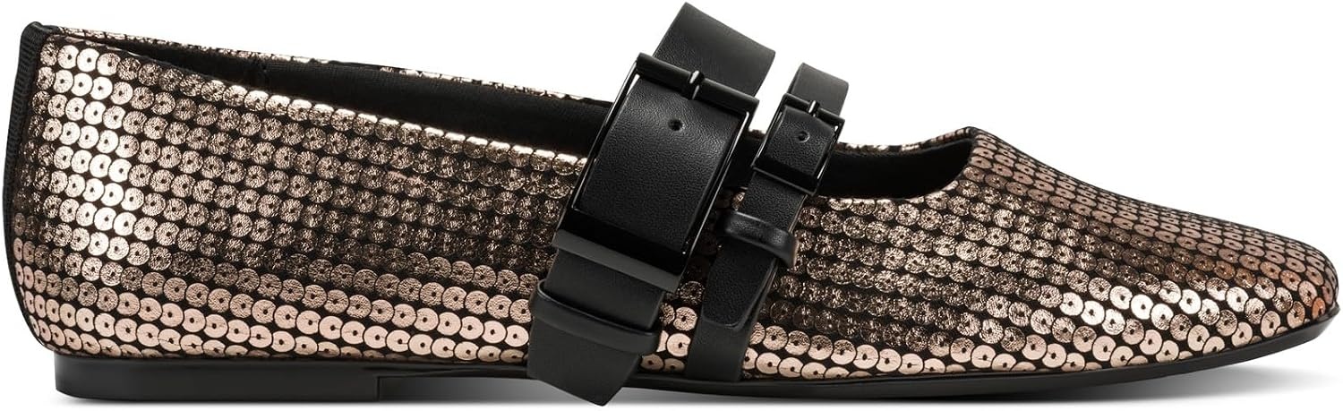 image:imageDKNY Womens Dade Ballet Flat with Double Buckle StrapChampagneBlack