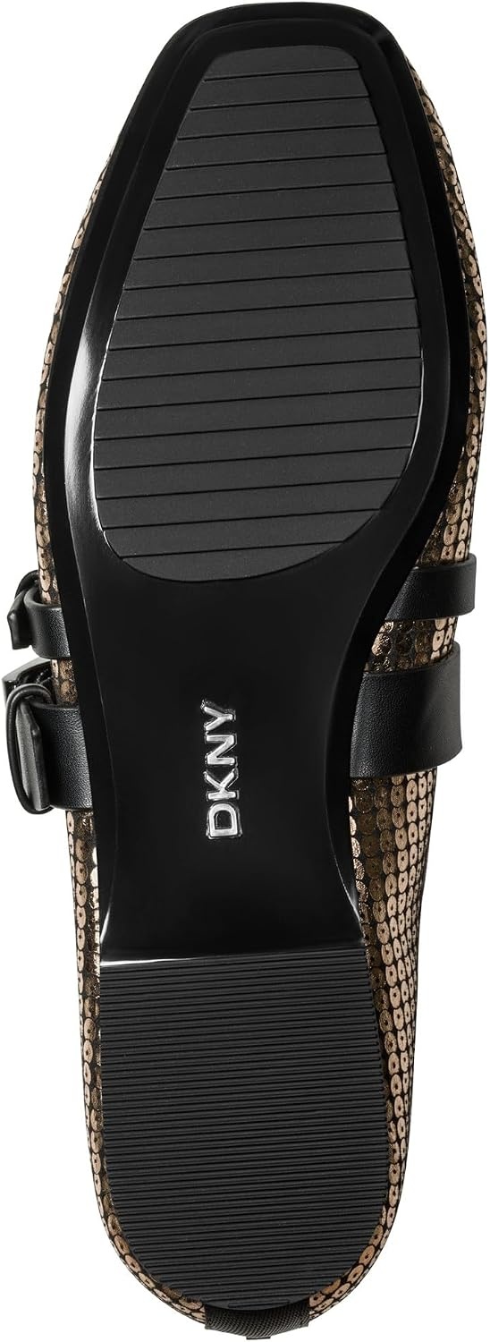 image:imageDKNY Womens Dade Ballet Flat with Double Buckle StrapChampagneBlack