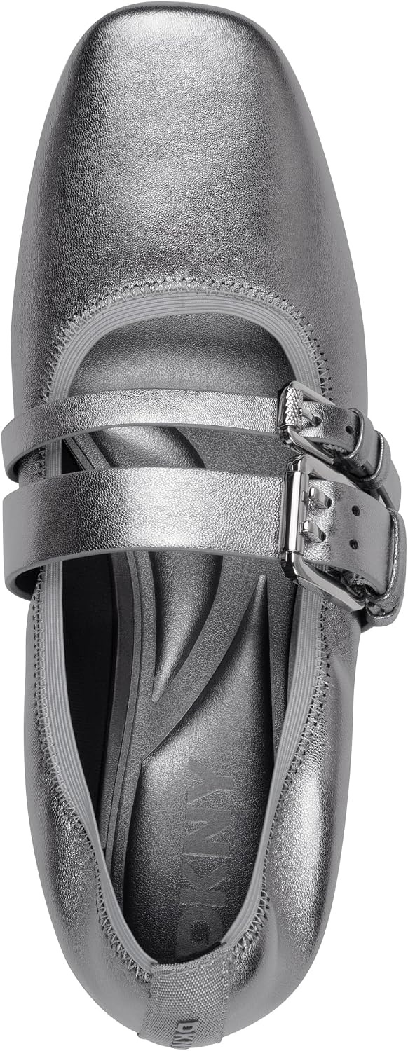 image:imageDKNY Womens Dade Ballet Flat with Double Buckle StrapNickel