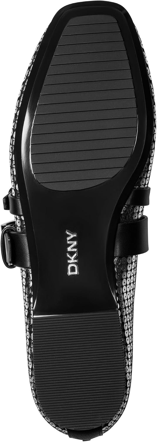 image:imageDKNY Womens Dade Ballet Flat with Double Buckle StrapSilverBlack