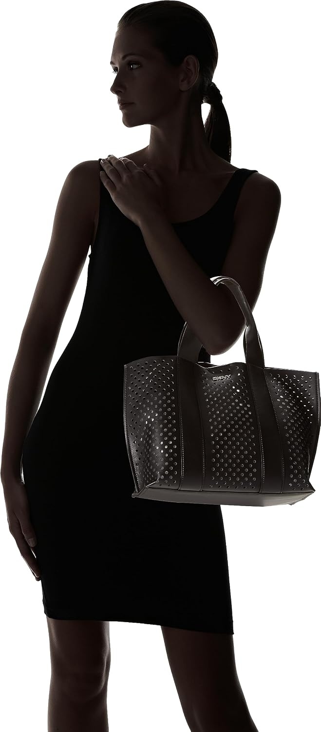 image:imageDKNY Womens Dakota Medium Tote BagBlackSilver Combo