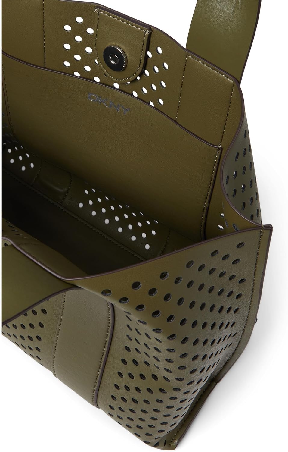 image:imageDKNY Womens Dakota Medium Tote BagMilitary GreenSilver