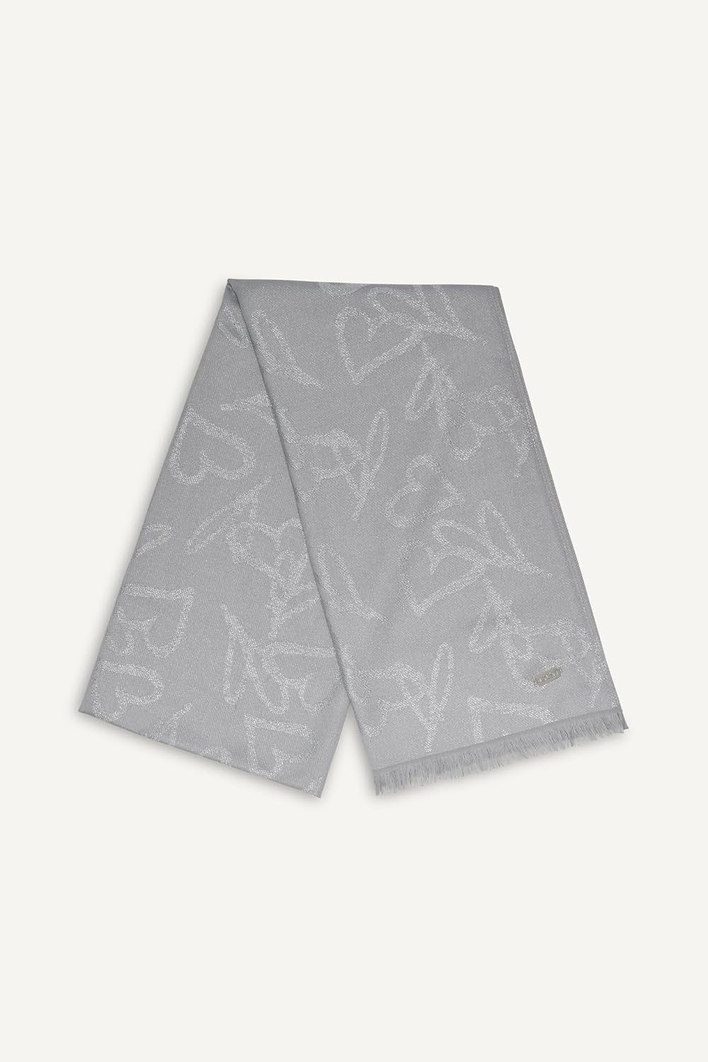image:imageDKNY Womens Everybody Loves Donn Heart Print Metallic PashminaGrey