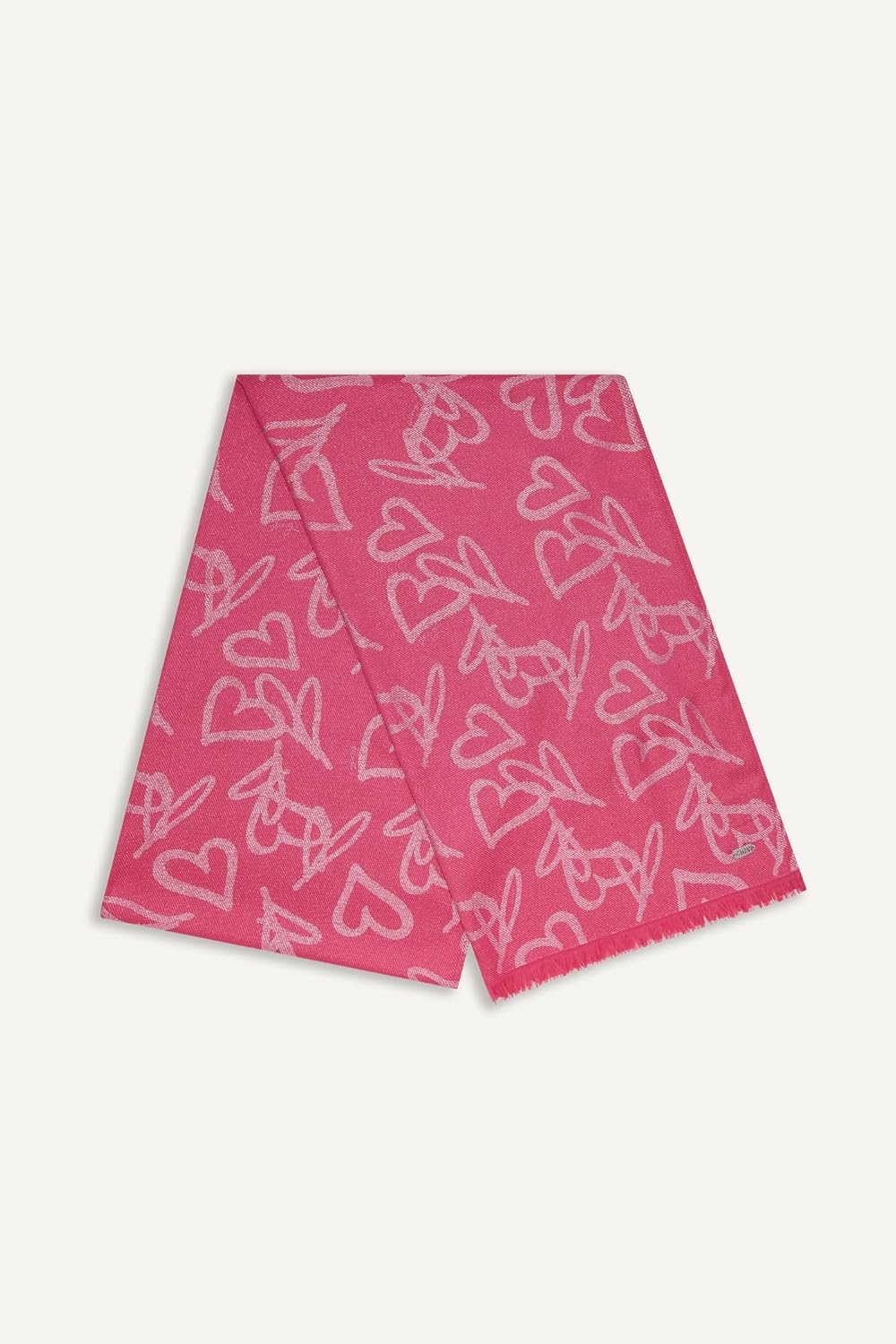 image:imageDKNY Womens Everybody Loves Donn Heart Print Metallic PashminaHot Pink