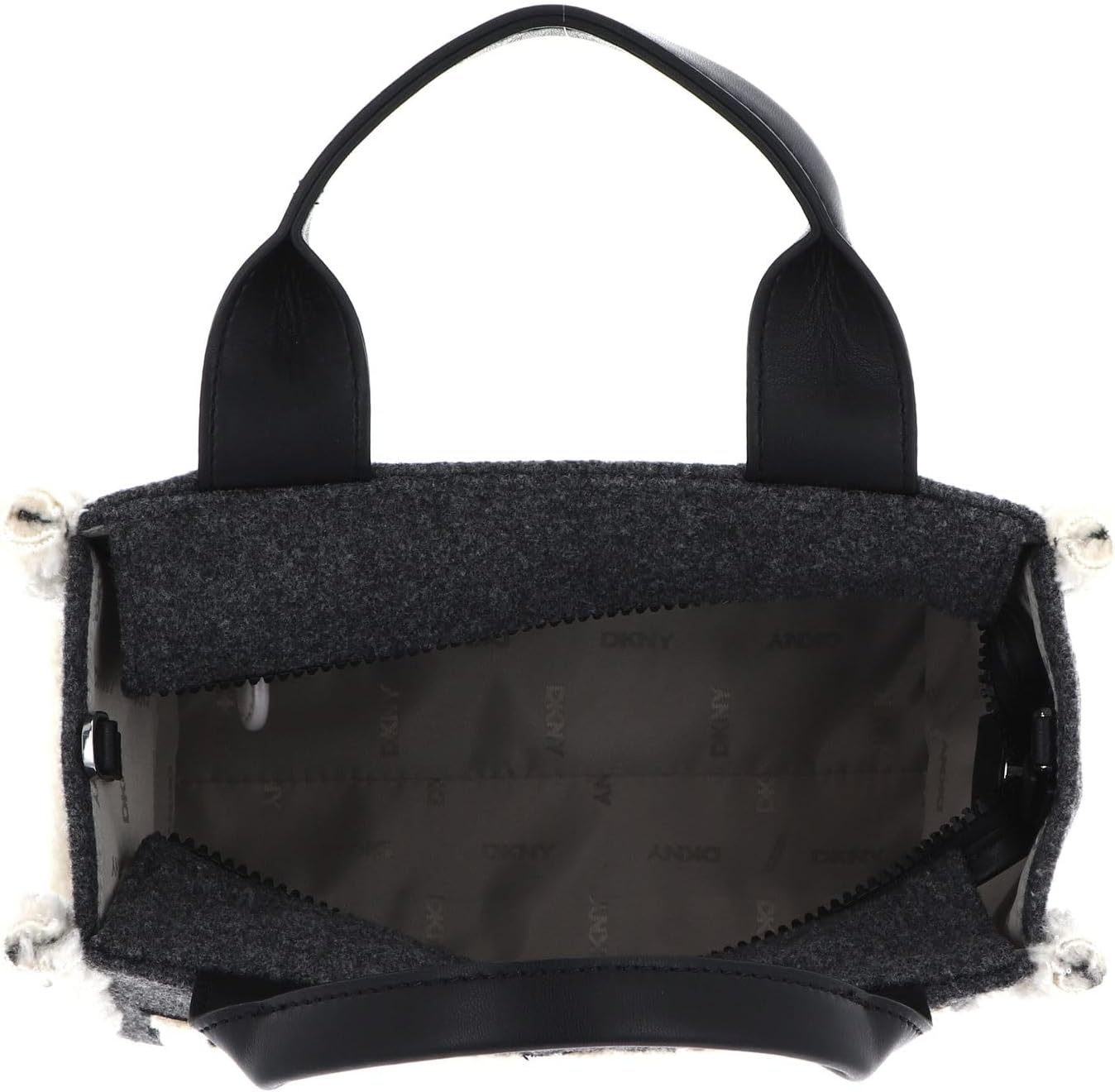 image:imageDKNY Womens Hadlee Small Fur Tote BagDark Gray Combo