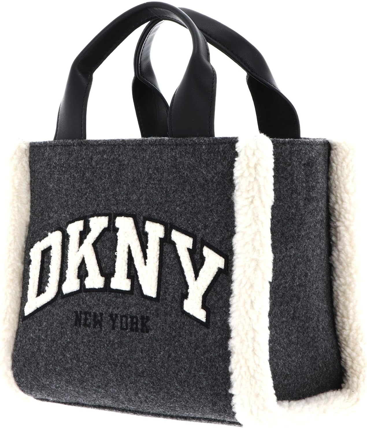 image:imageDKNY Womens Hadlee Small Fur Tote BagDark Gray Combo