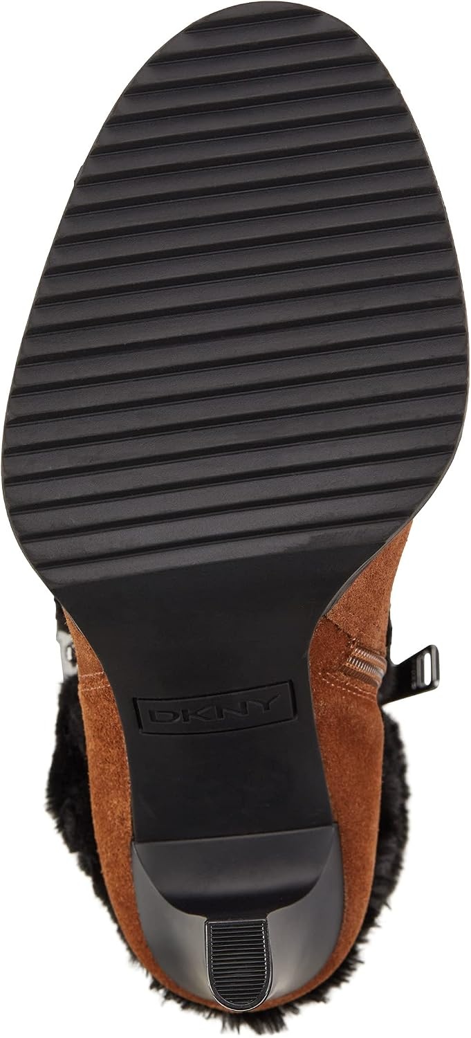 image:imageDKNY Womens High Heel Ankle BootDark Cognac SuedeBlack Sonya