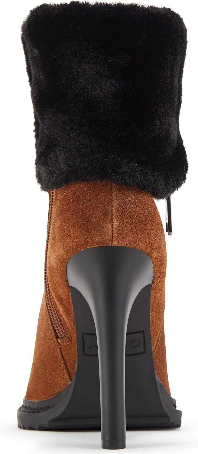 image:imageDKNY Womens High Heel Ankle BootDark Cognac SuedeBlack Sonya