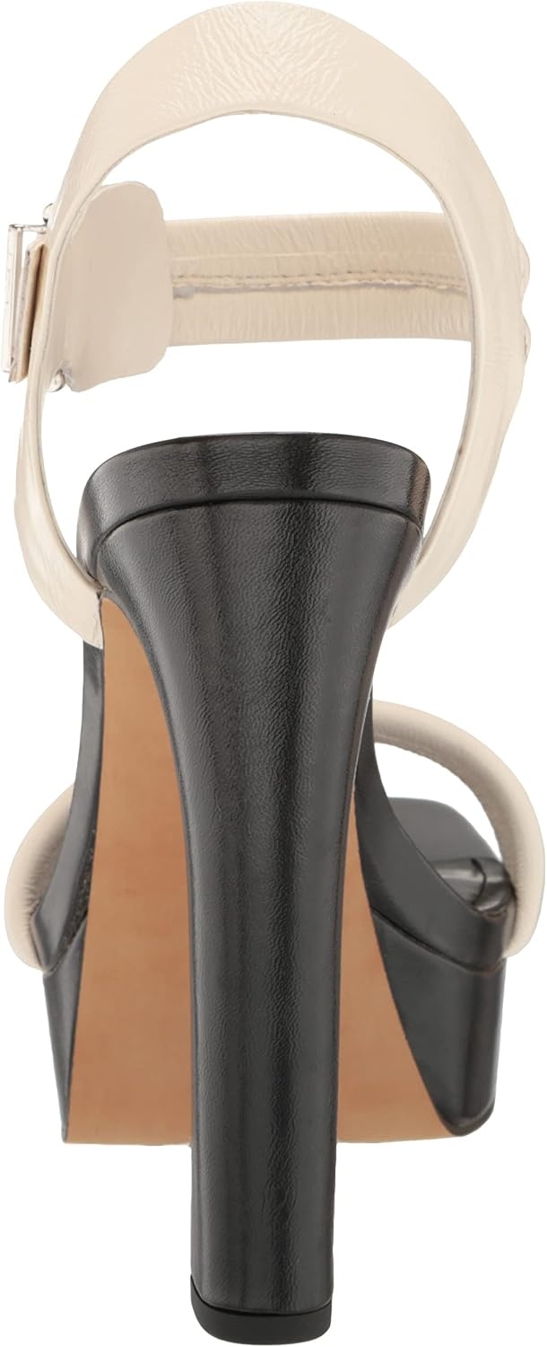 image:imageDKNY Womens Jaysha Evening Platform Dress Heel With Belt Strap DetailEgg Nog