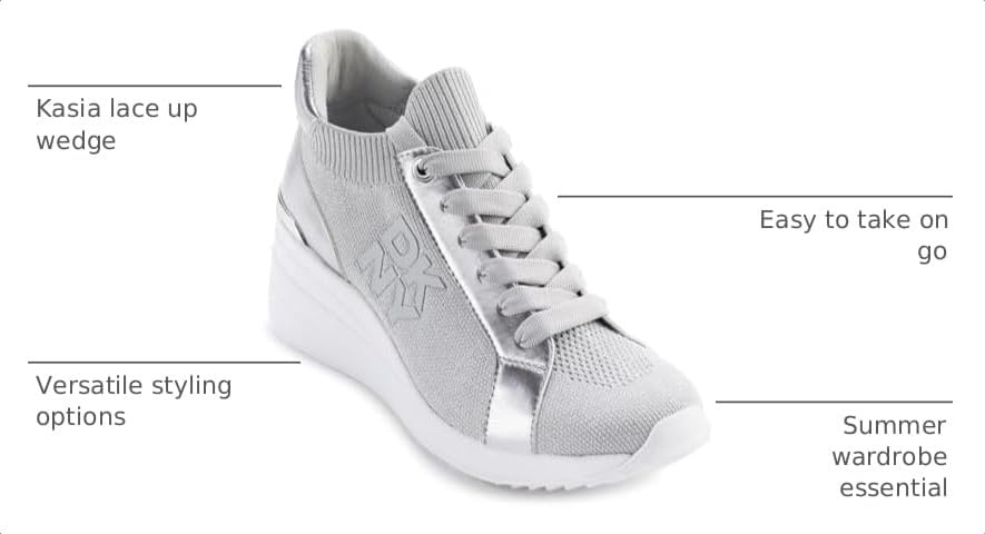 image:imageDKNY Womens Kasia Everyday Lace Up Wedge SneakerGreySilver