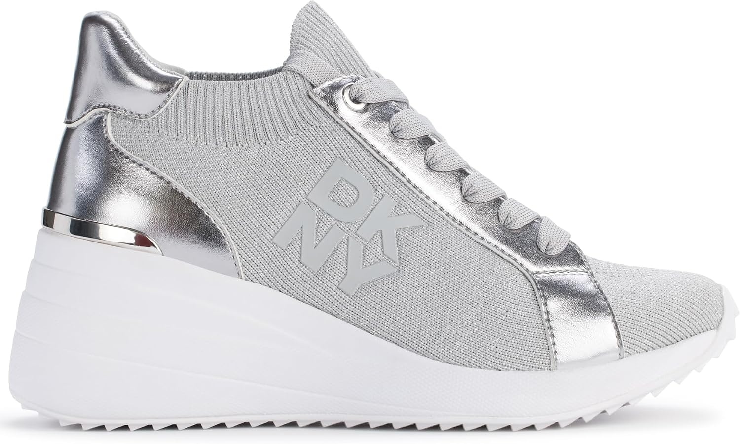 image:imageDKNY Womens Kasia Everyday Lace Up Wedge SneakerGreySilver