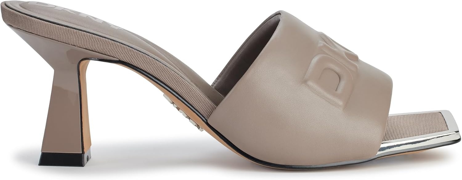 image:imageDKNY Womens Keke Square Toe Heeeld Sandal Mule With LogoAsh