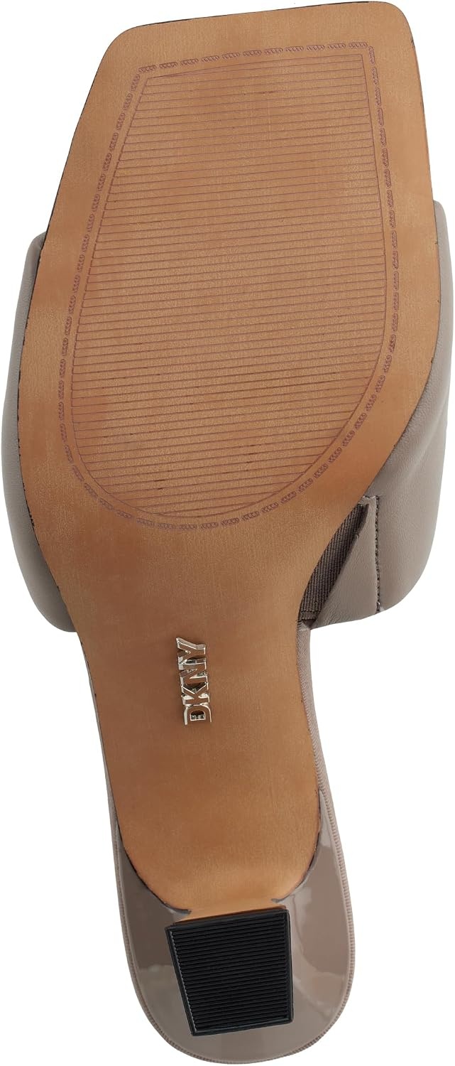 image:imageDKNY Womens Keke Square Toe Heeeld Sandal Mule With LogoAsh