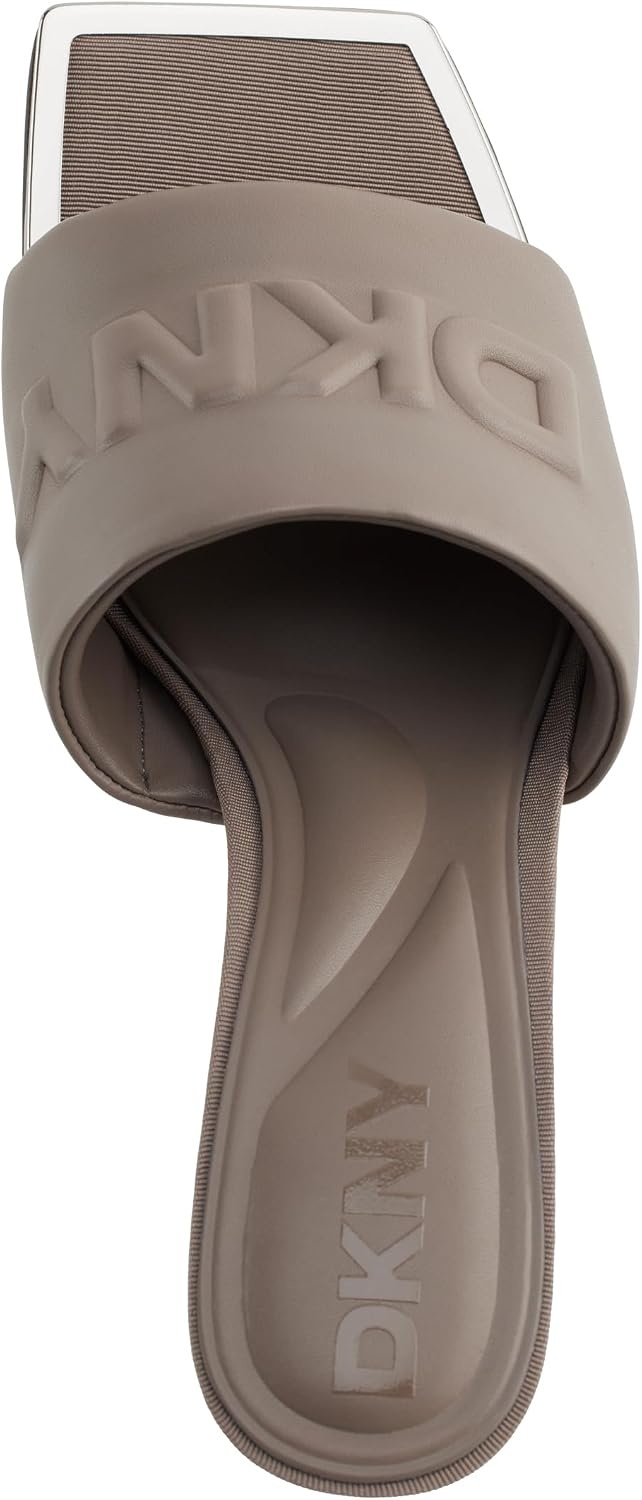image:imageDKNY Womens Keke Square Toe Heeeld Sandal Mule With LogoAsh