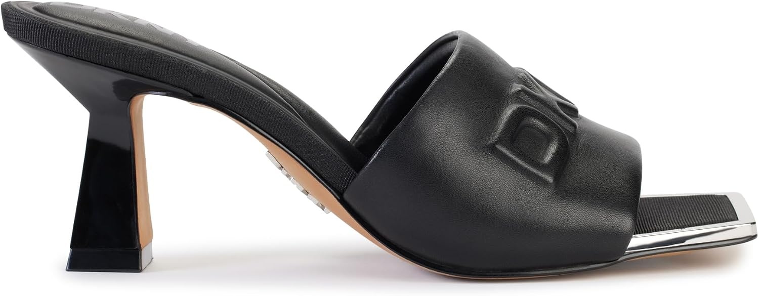 image:imageDKNY Womens Keke Square Toe Heeeld Sandal Mule With LogoBlack