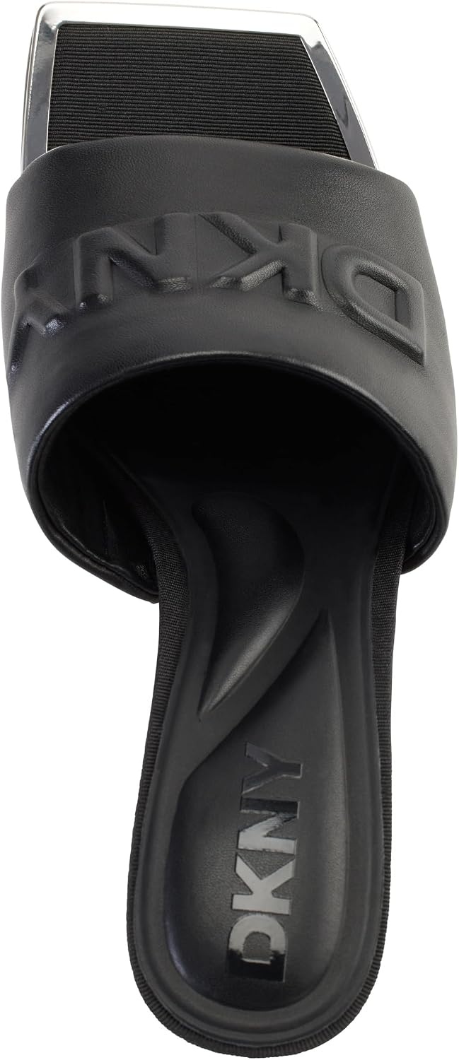 image:imageDKNY Womens Keke Square Toe Heeeld Sandal Mule With LogoBlack