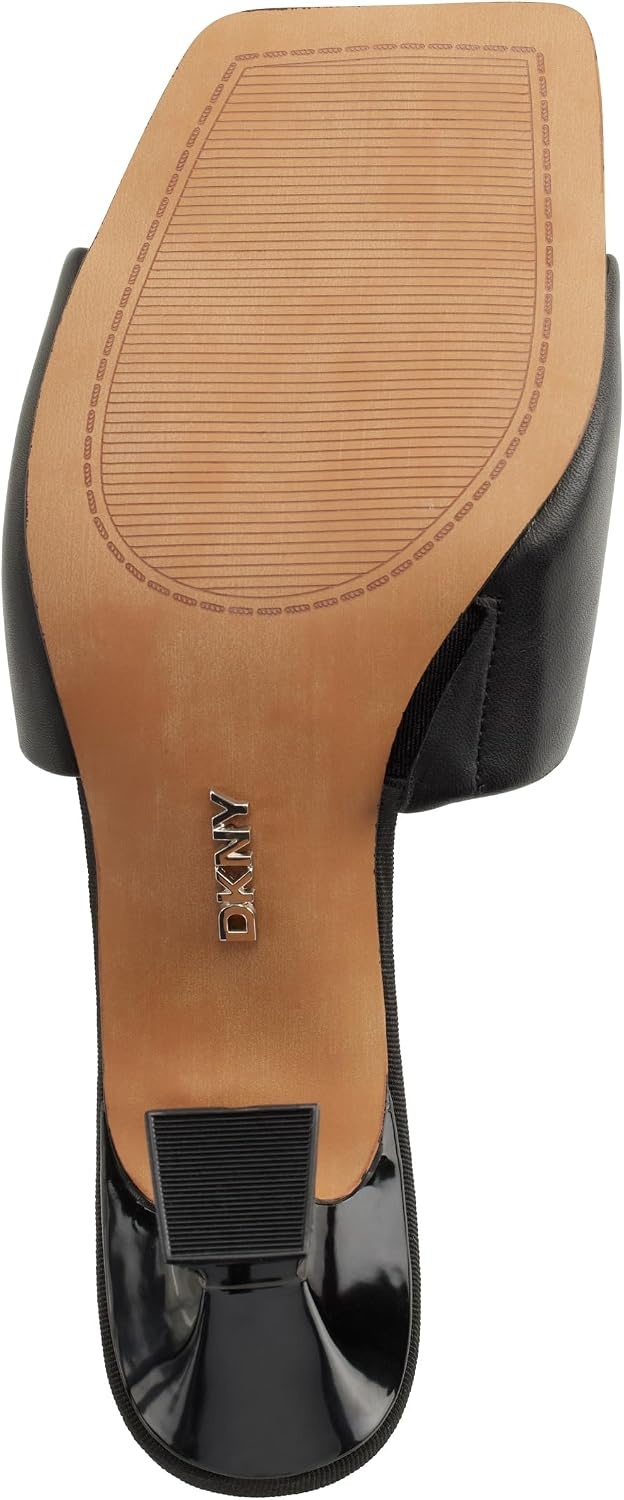 image:imageDKNY Womens Keke Square Toe Heeeld Sandal Mule With LogoBlack