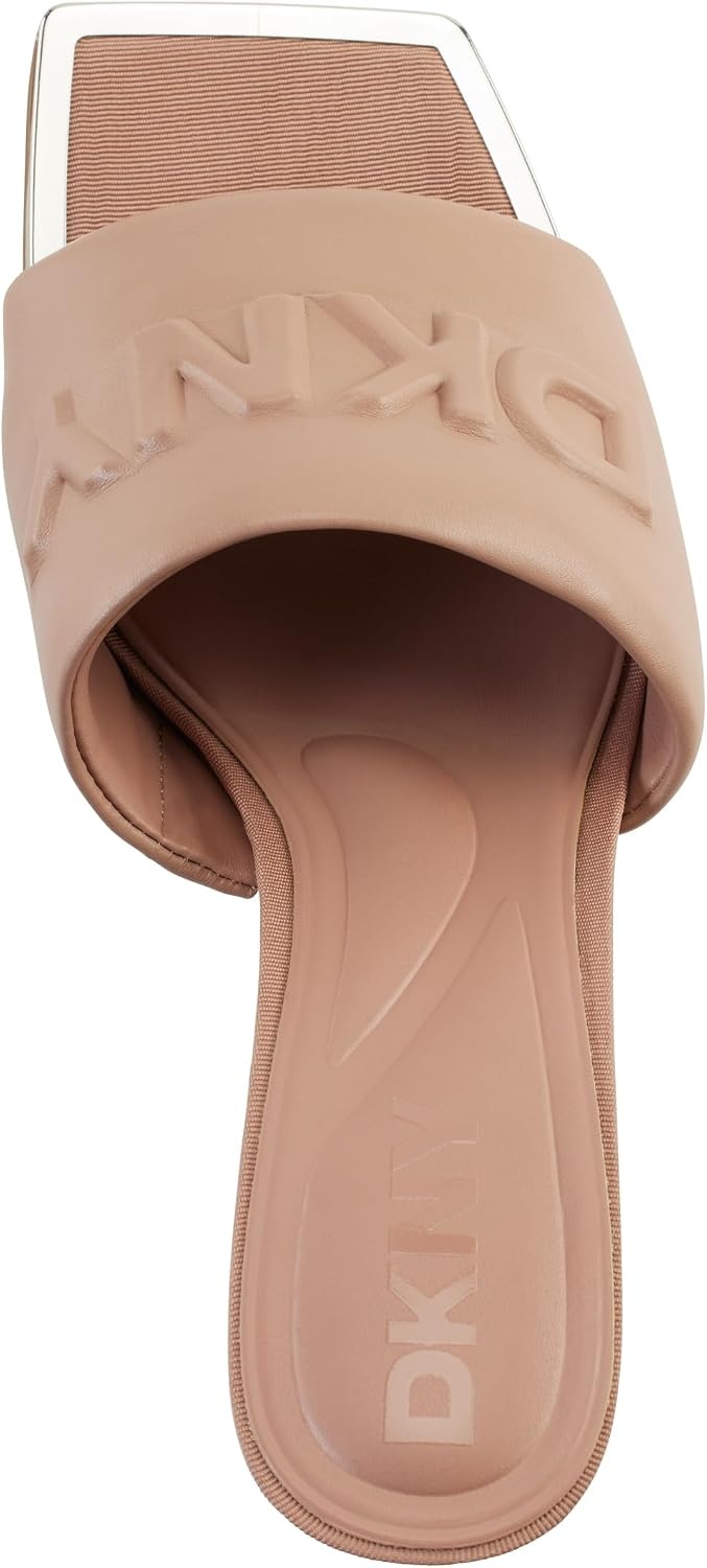 image:imageDKNY Womens Keke Square Toe Heeeld Sandal Mule With LogoBlush