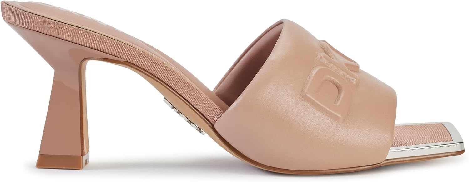 image:imageDKNY Womens Keke Square Toe Heeeld Sandal Mule With LogoBlush
