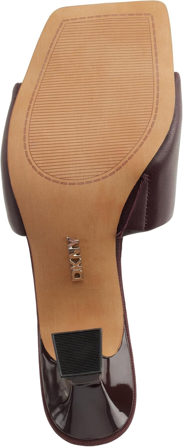 image:imageDKNY Womens Keke Square Toe Heeeld Sandal Mule With LogoDark Cherry