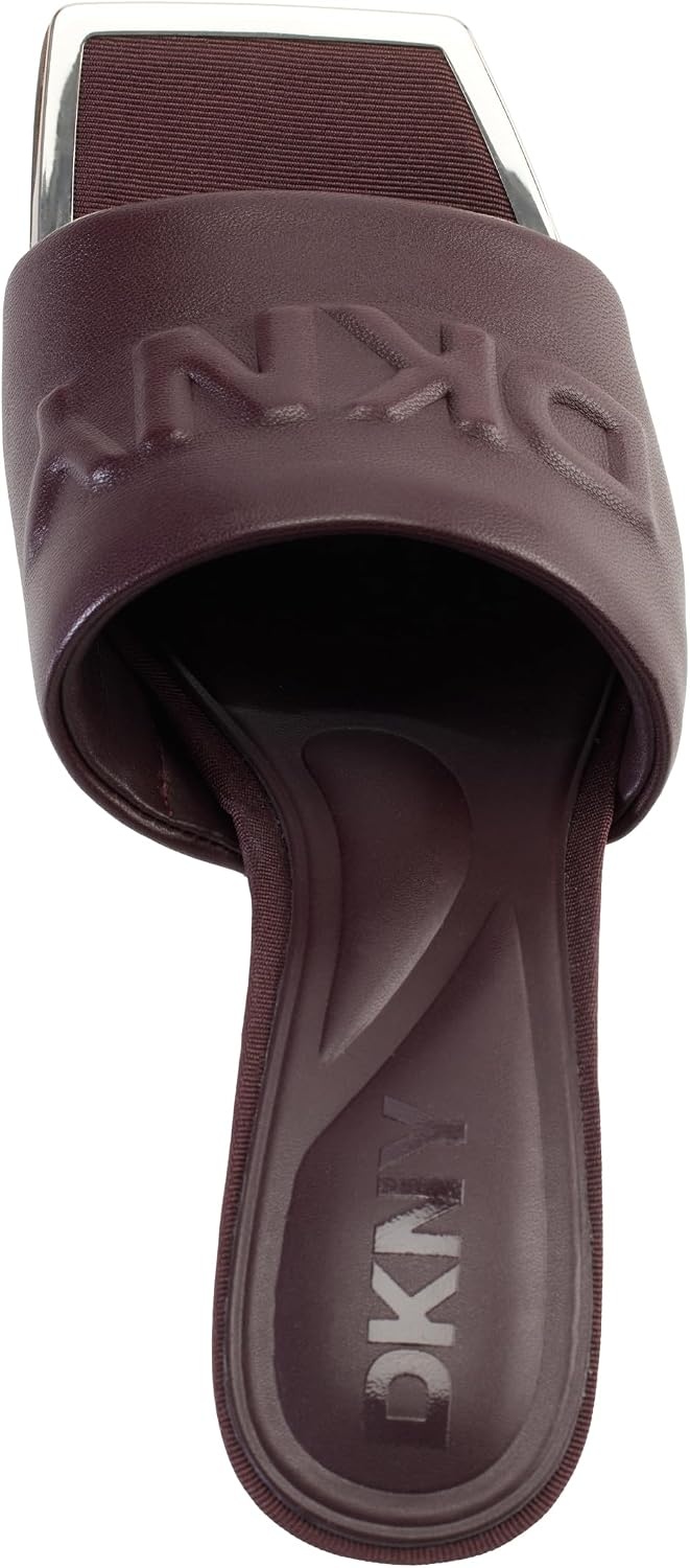 image:imageDKNY Womens Keke Square Toe Heeeld Sandal Mule With LogoDark Cherry