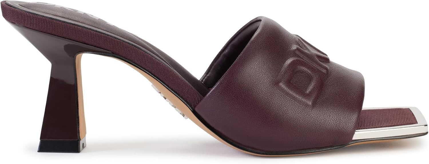 image:imageDKNY Womens Keke Square Toe Heeeld Sandal Mule With LogoDark Cherry