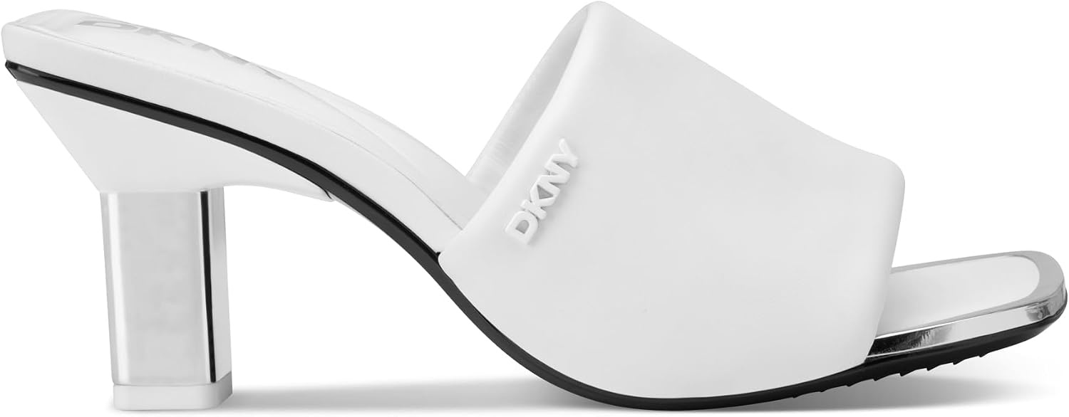 image:imageDKNY Womens Kelley Square Toe Heeled Sandal MuleWhite