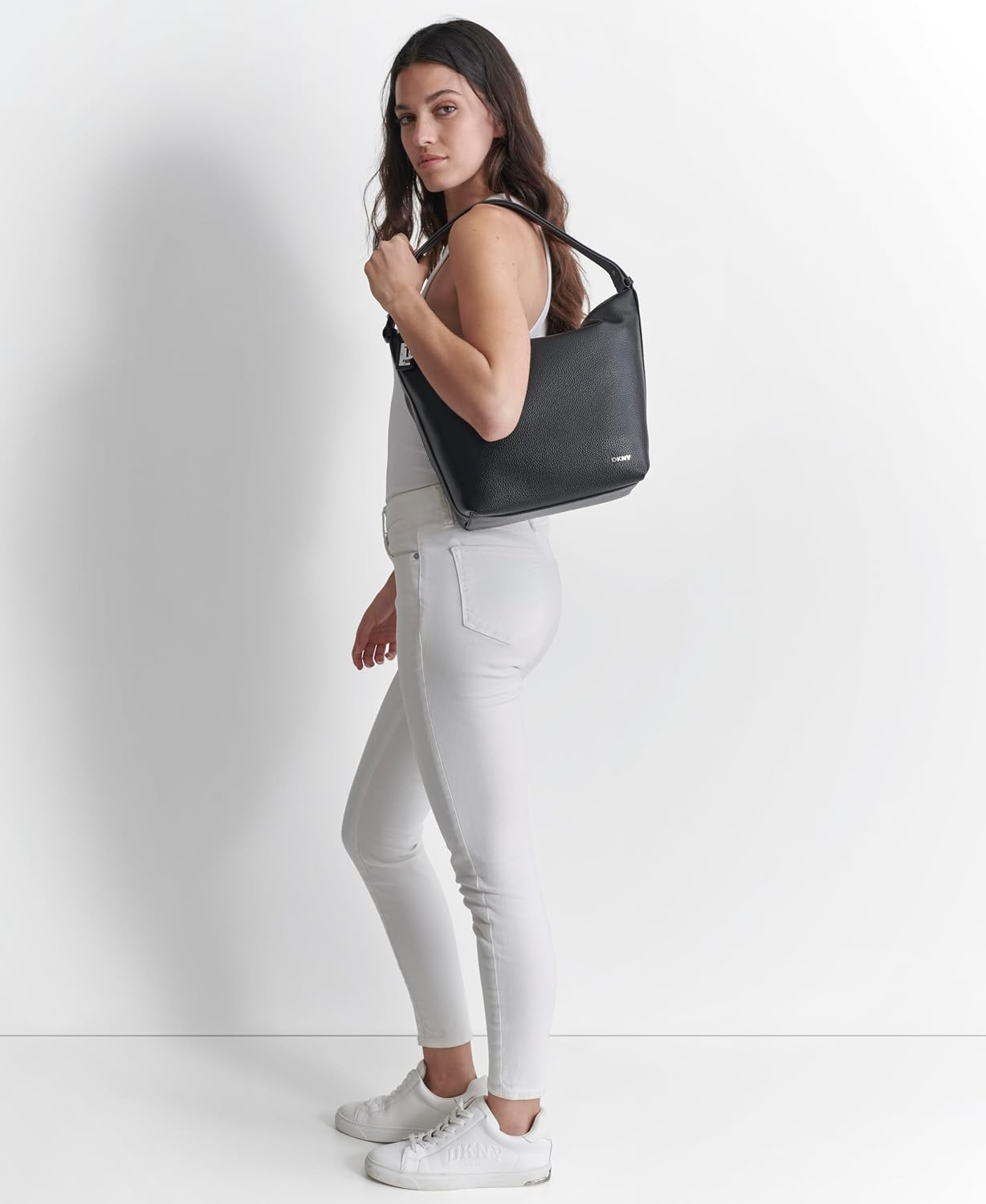 image:imageDKNY Womens Lena Hobo BagBlackSilver