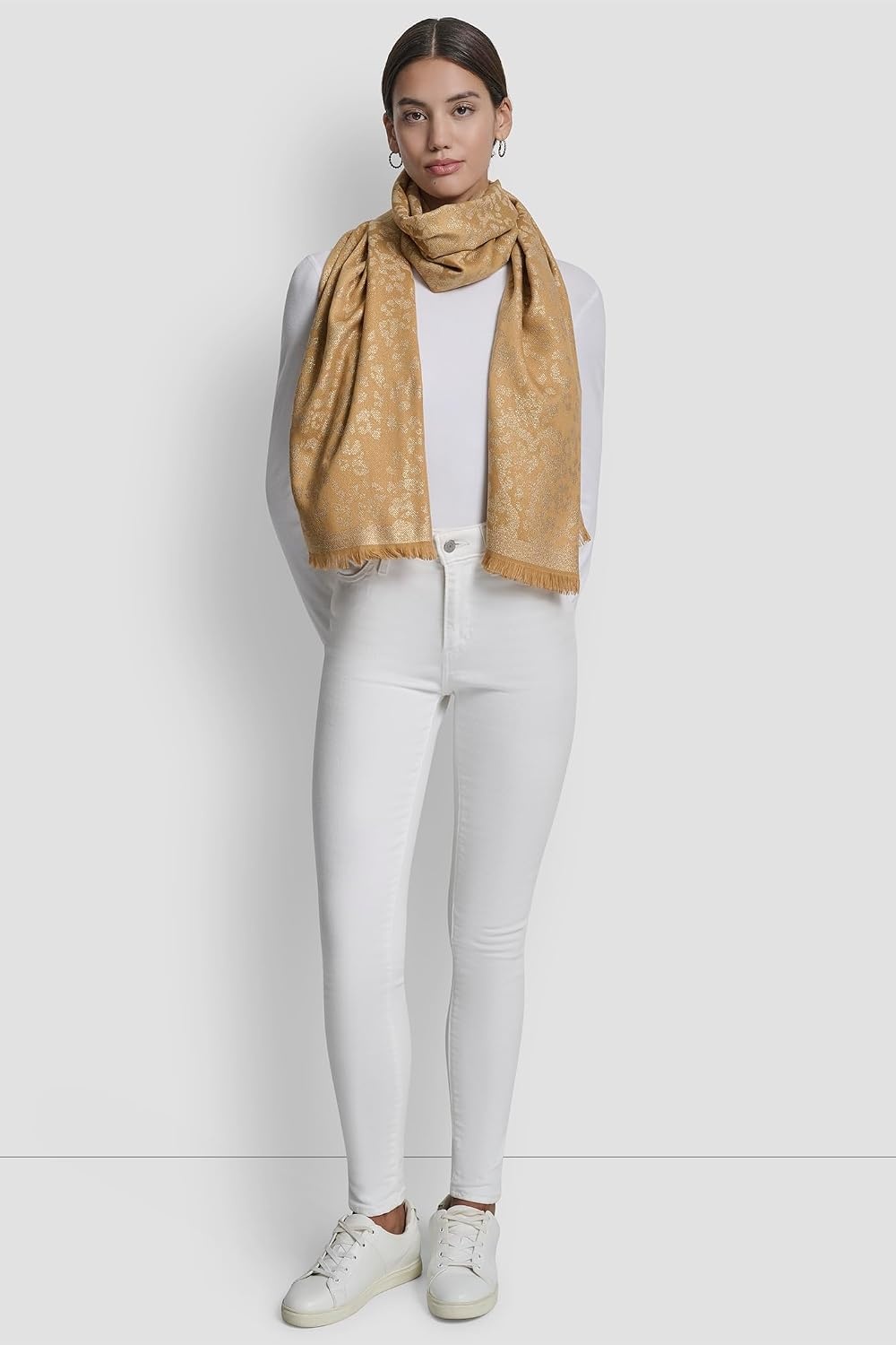 image:imageDKNY Womens Leopard Print Metallic PashminaWhiskey