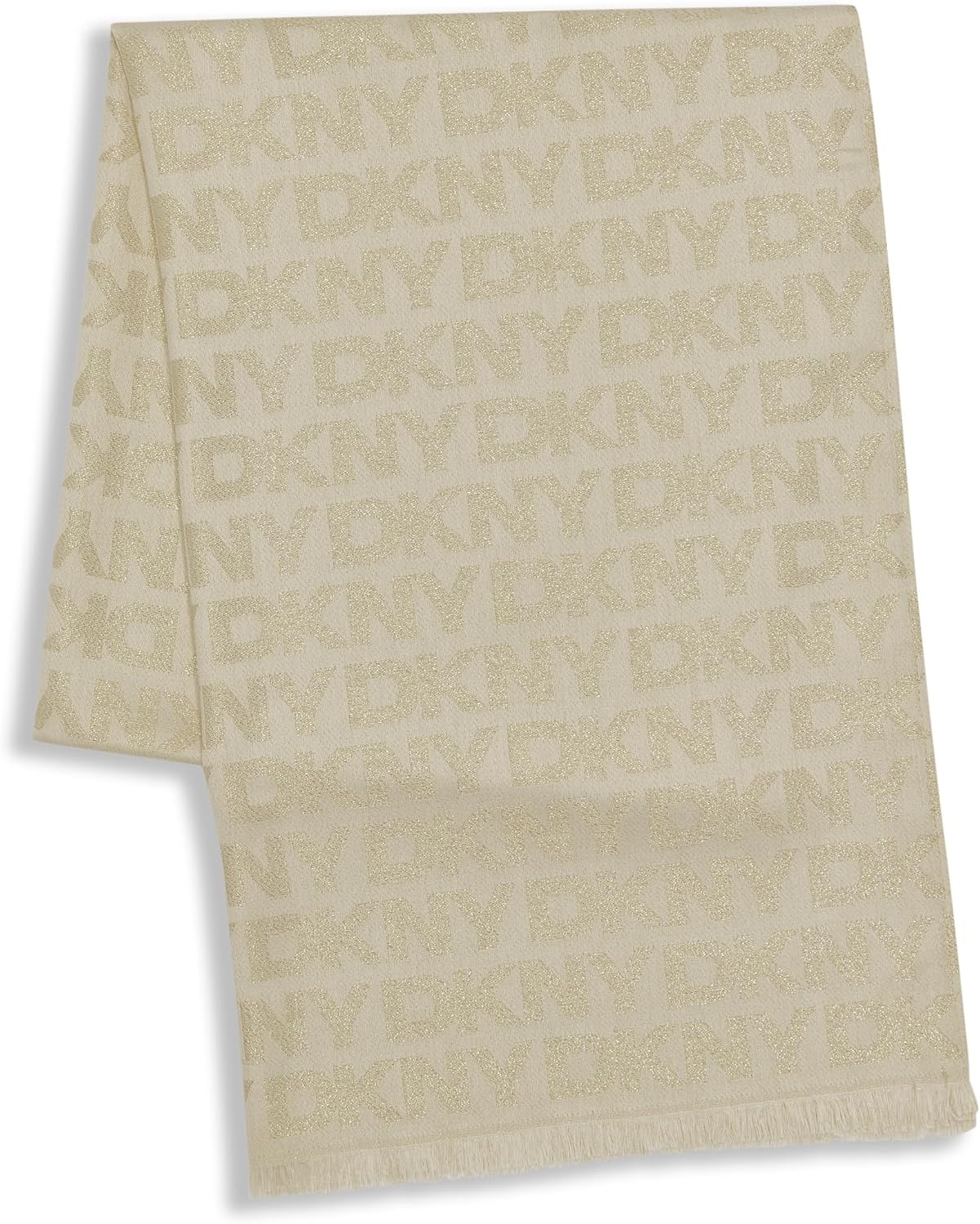 image:imageDKNY Womens Logo Metallic Pashmina ScarfEggshell