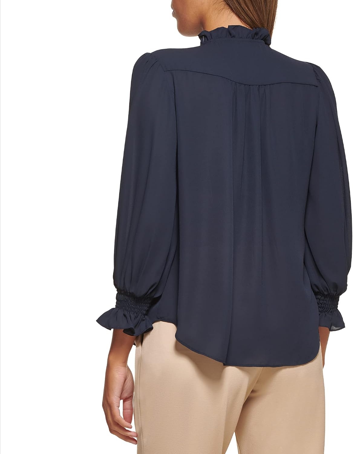 image:imageDKNY Womens Long Balloon Sleeve BlouseNavy
