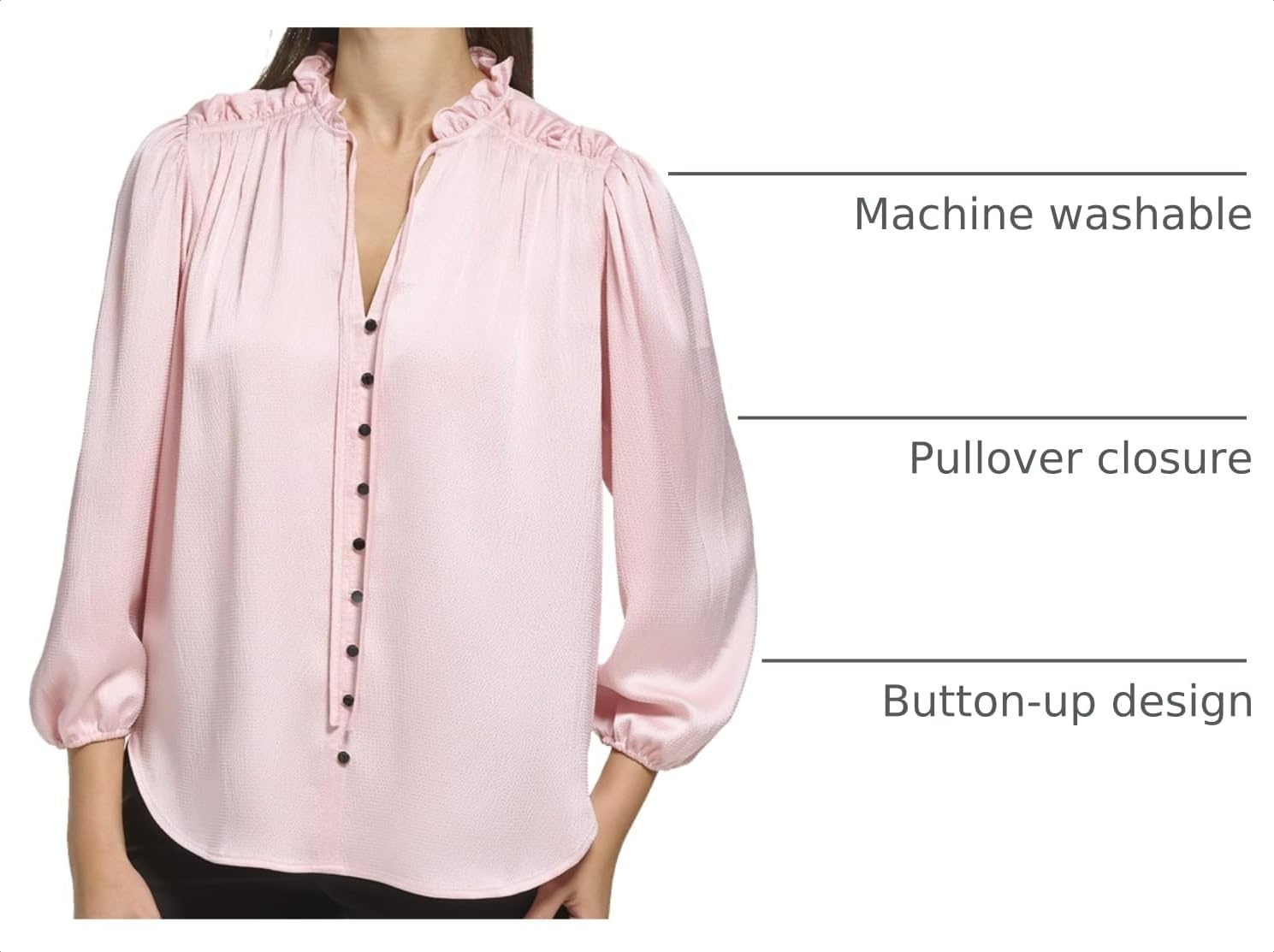 image:imageDKNY Womens Long Balloon Sleeve BlouseRose Quartz
