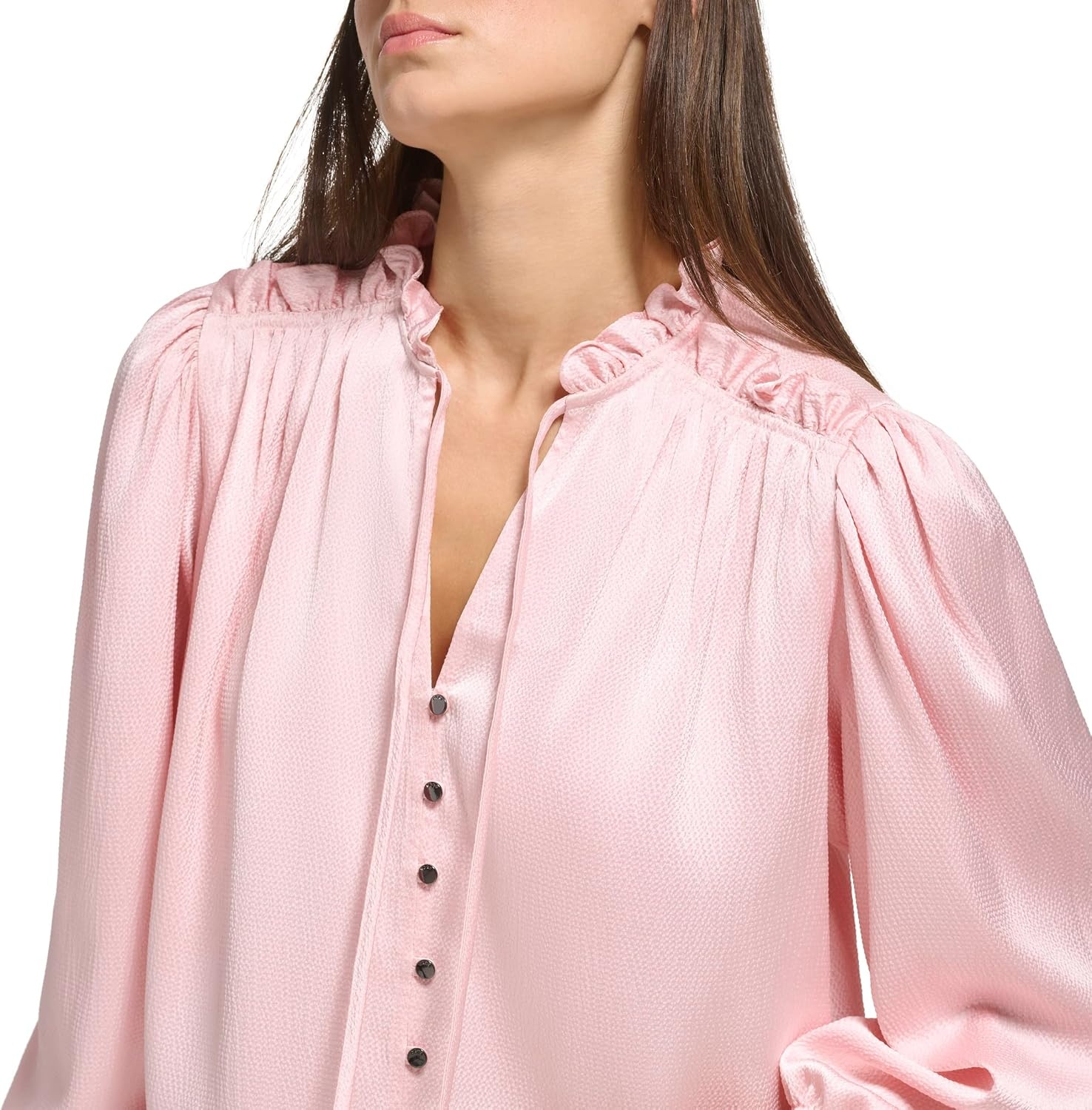 image:imageDKNY Womens Long Balloon Sleeve BlouseRose Quartz