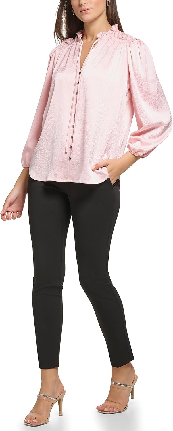 image:imageDKNY Womens Long Balloon Sleeve BlouseRose Quartz