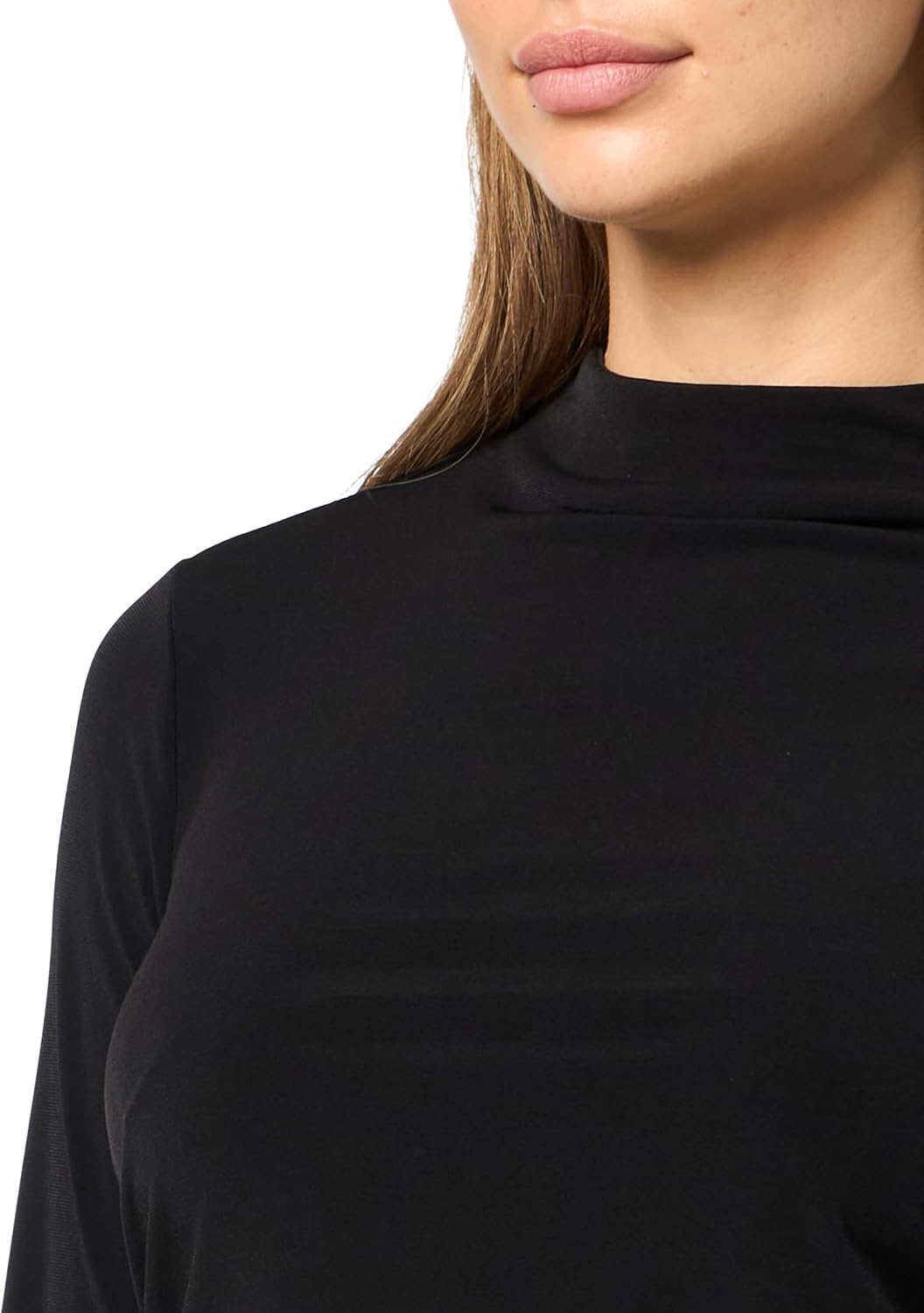image:imageDKNY Womens Long Sleeve Mock Neck Jersey BlouseBlack