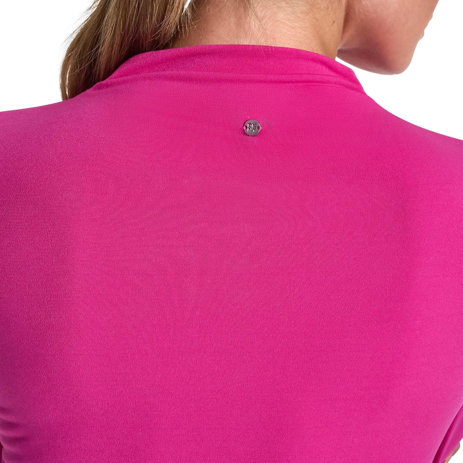 image:imageDKNY Womens Long Sleeve Mock Neck Jersey BlouseFushcia