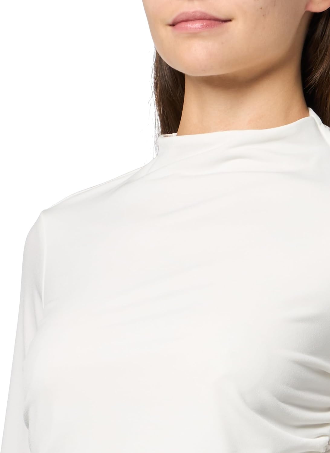 image:imageDKNY Womens Long Sleeve Mock Neck Jersey BlouseIvory