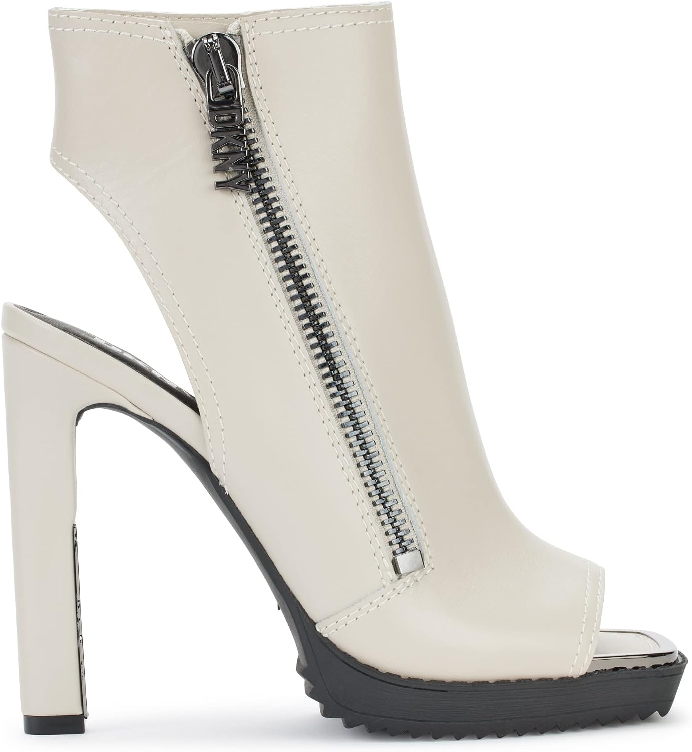 image:imageDKNY Womens Malia Peep Toe Heeled Bootie With Side ZipperDeep Vanilla