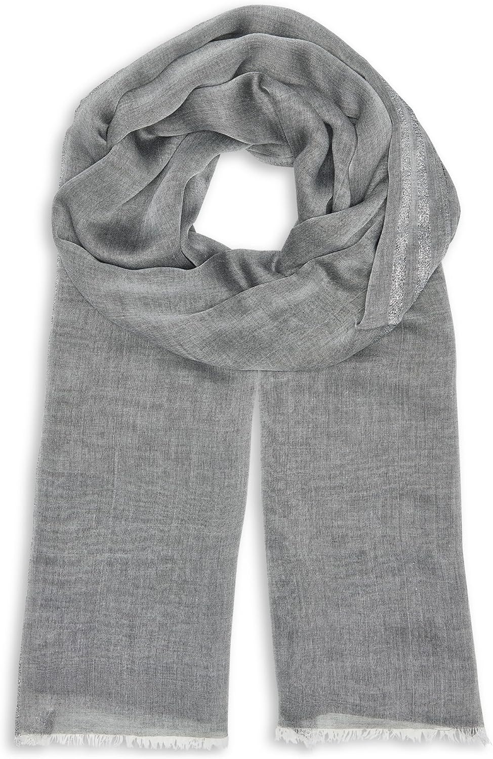 image:imageDKNY Womens Metallic Windowpane Gauze ScarfBlack