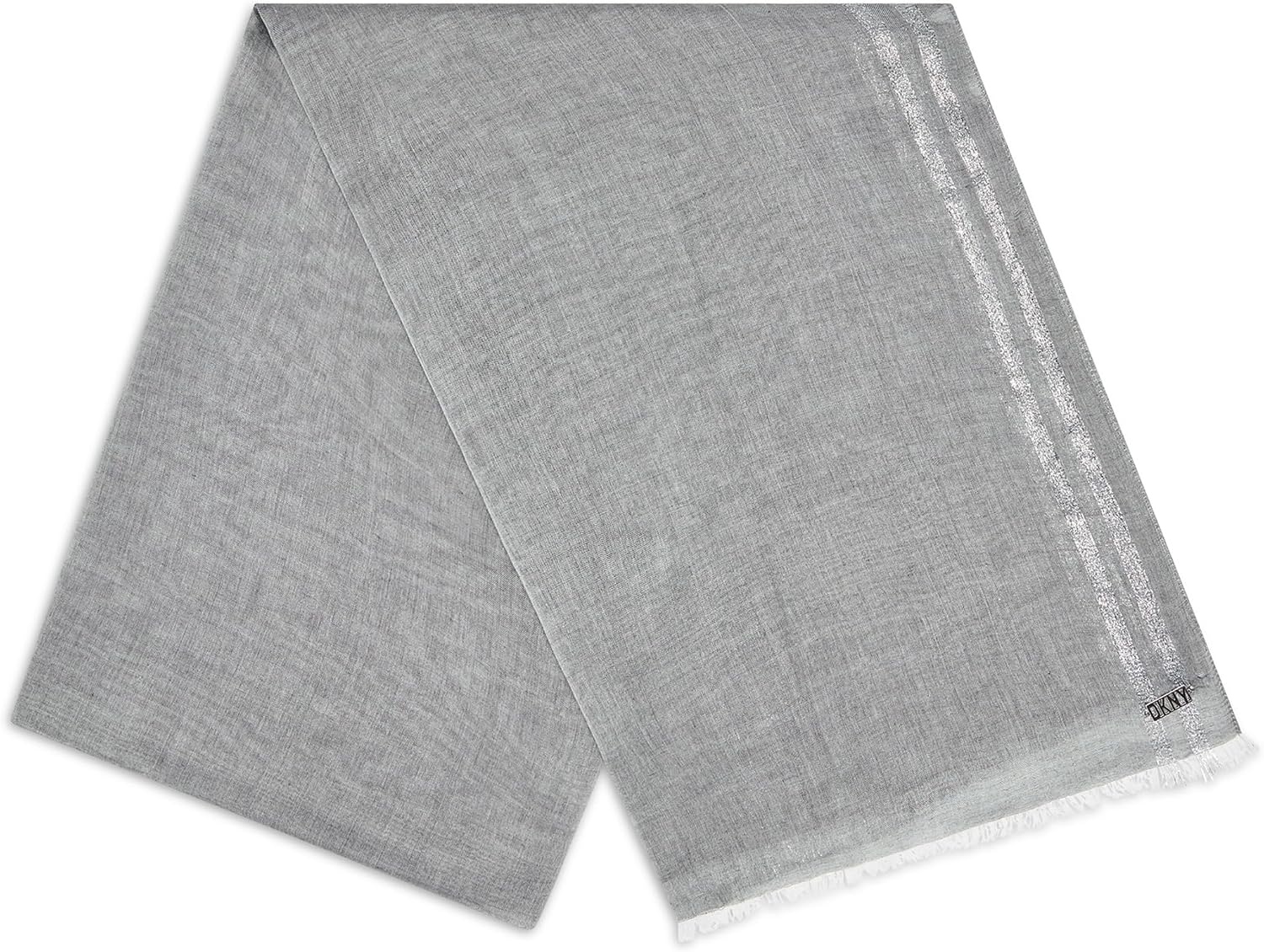 image:imageDKNY Womens Metallic Windowpane Gauze ScarfBlack