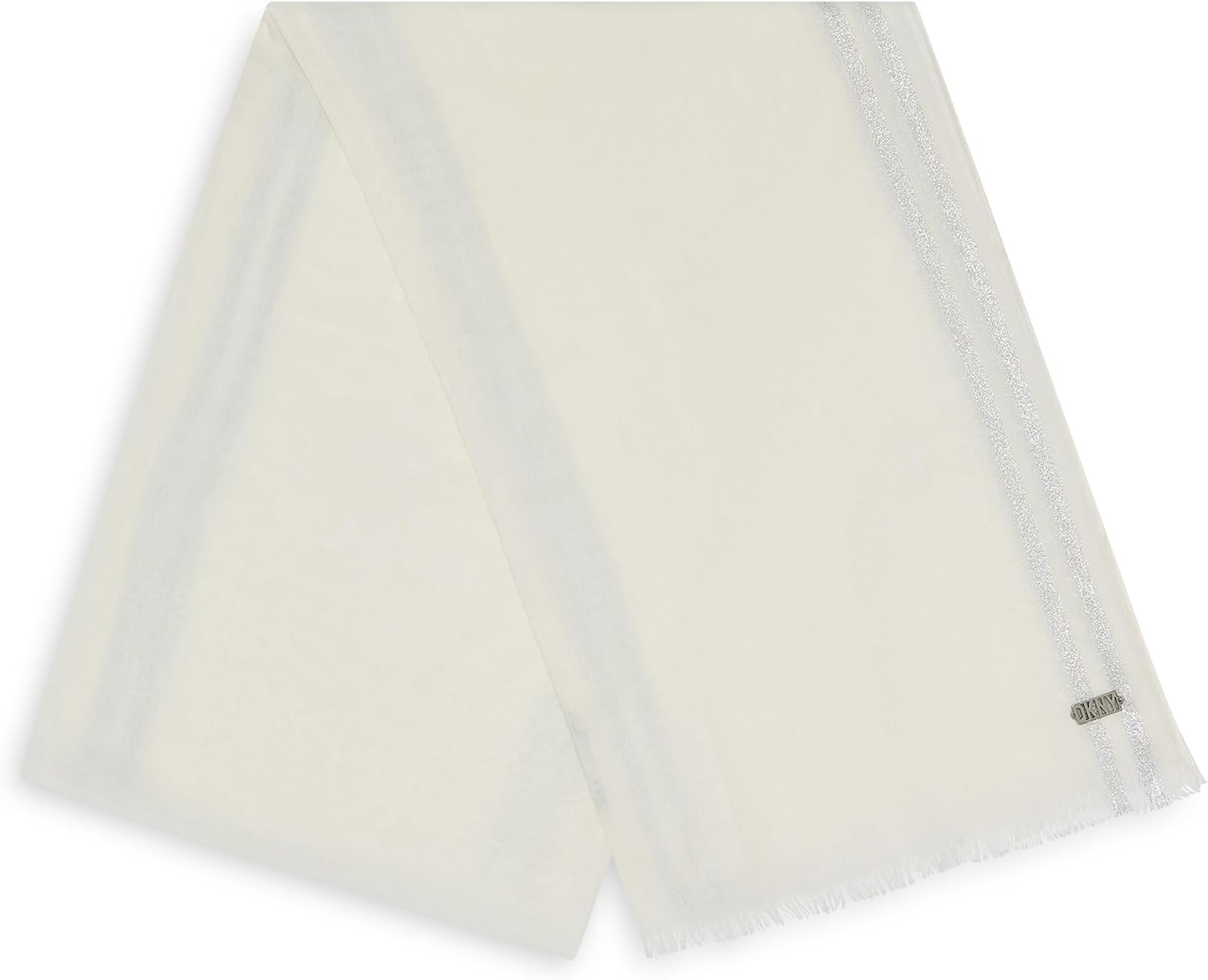 image:imageDKNY Womens Metallic Windowpane Gauze ScarfEggshell