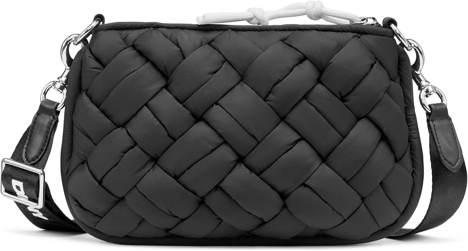image:imageDKNY Womens Nadia Quilted Crossbody BagBlackSilver